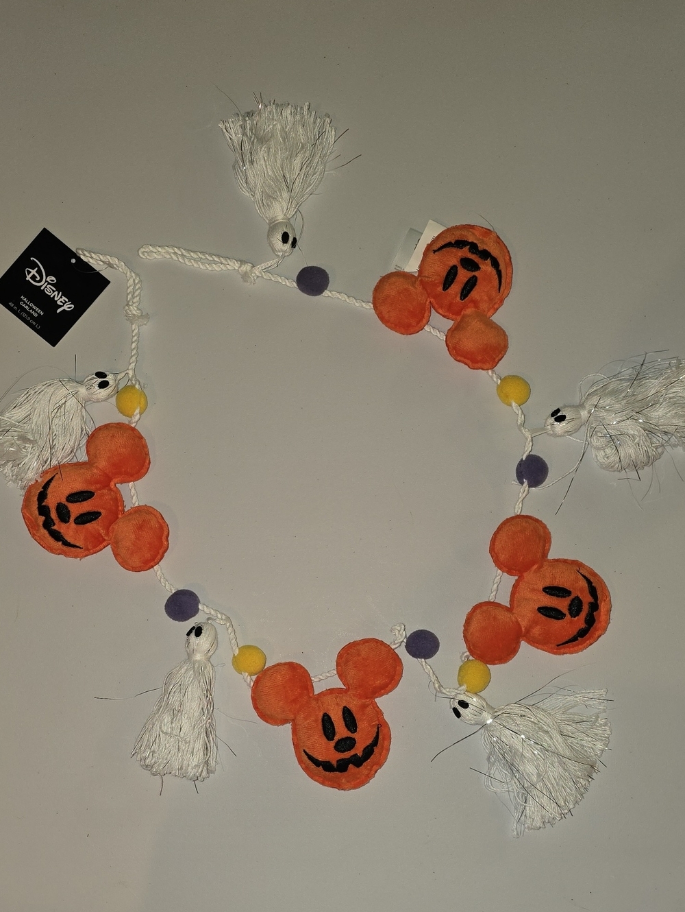 Disney Orange Pumpkin Mickey Garland with White Tassels